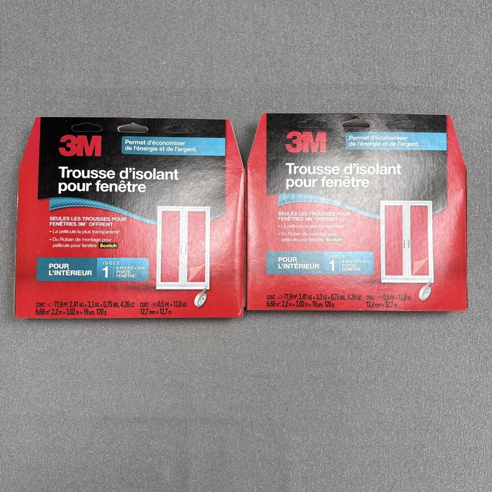 2‎ Packs Of 3M Outdoor Patio Door Window Insulation Kit (6 ft 8" x 9 ft) 3M NEW